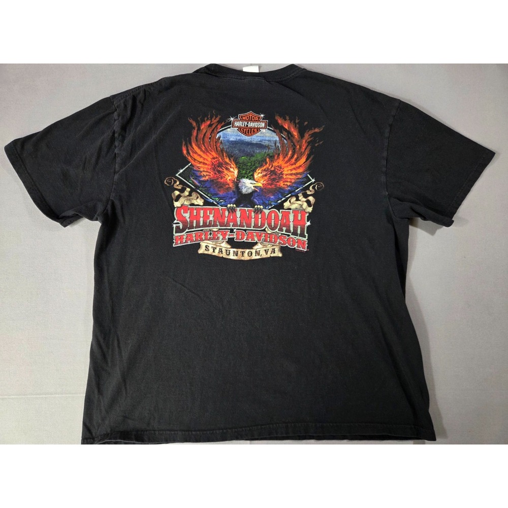 Harley Davidson Shirt Mens 2 Extra Large Black Staunton Virginia Bald Eagle USA